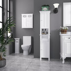 Meuble de salle de bain support papier toilette avec placard et sortie papier en bois blanc-1