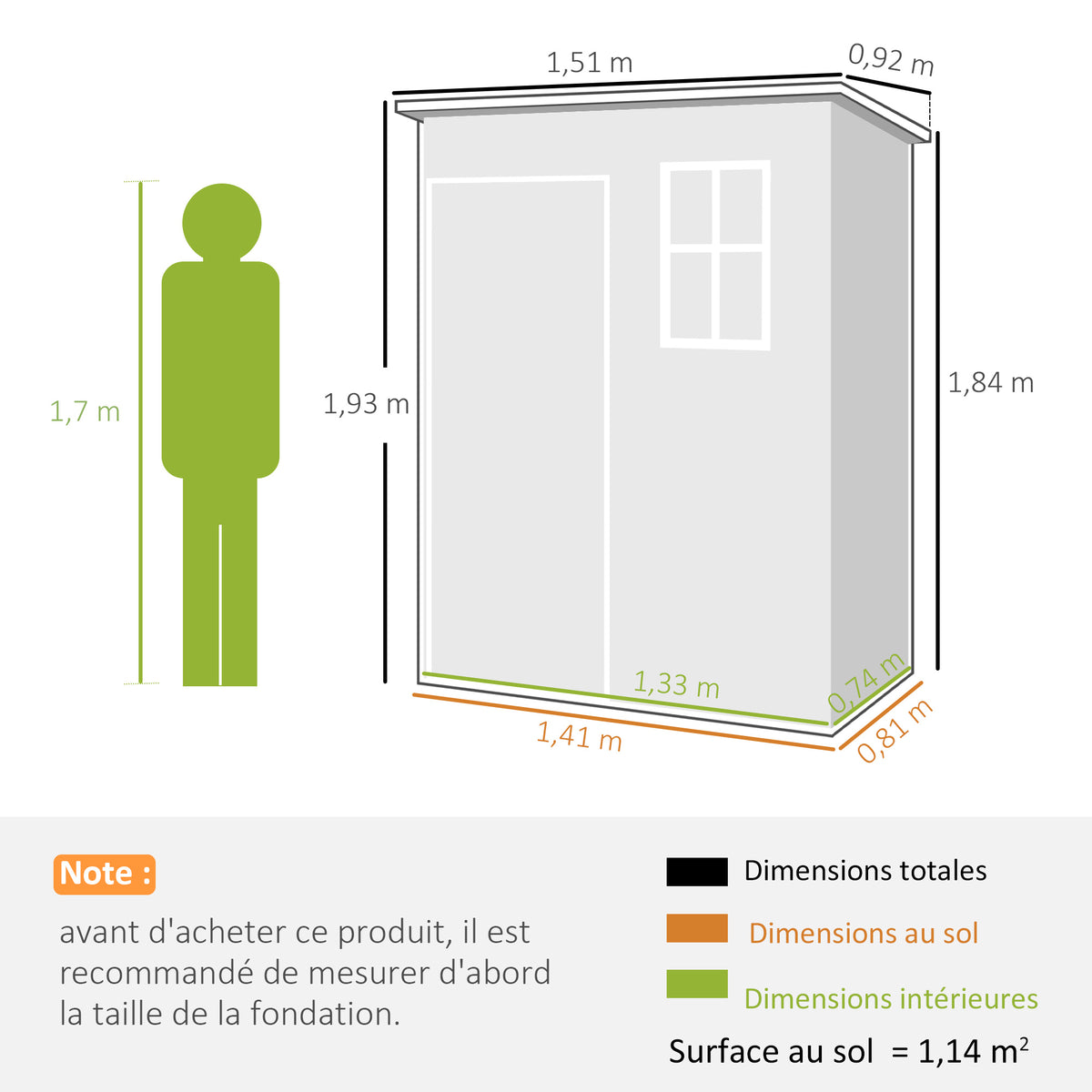 Abri de jardin 1,14 m² pour outils - porte verrouillable, aération et fenêtre - dim. 151L x 92l x 193H cm - plastique, gris-2
