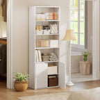 Bibliothèque Armoire à livres avec 4 compartiments ouverts et 2 portes pour le salon et le bureau 59x29x180 cm Blanc-8