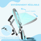 Tricycle 6 en 1 pour enfants, auvent, ceinture de sécurité 5 points, rangement, repose-pieds, frein, 1-5 ans, vert-4