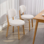 Lot de 2 chaises de salle à manger, chaises de cuisine rembourrées, pieds en bois d'hévéa, 46,5 x 52 x 80 cm, crème-7