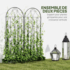Support pour plantes grimpantes avec motif lot de 2 treillis de jardin pour vigne fleurs légumes métal 50 x 150 cm noir-3