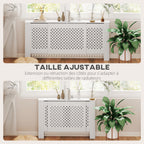 Cache-radiateur réglable Design Contemporain Longueur Extensible 136-200 x 21,5 x 91,7 cm Blanc-6