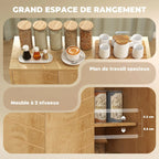 Buffet Cuisine, Meuble de Rangement avec 3 Portes à Motif Chevron et Pieds en Bois de Pin, 88,3x30x76cm, Bois Naturel-3