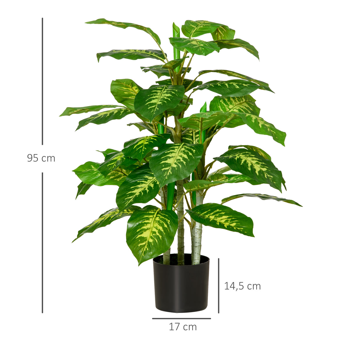 Plante artificielle calathea hauteur 95 cm pot ciment - intérieur-2
