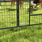 Parc enclos modulable acier époxy porte verrouillable pour chiens petits animaux intérieur et extérieur 80 x 80 cm gris-8