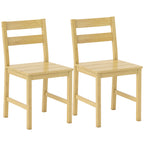 Lot de 2 chaises de salle à manger en bambou, chaises de cuisine sans accoudoirs avec assise à lattes, bois naturel-0