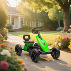 Kart à pédales pour enfants, karting enfant de 2 à 5 ans avec roues EVA silencieux, avancer et reculer, vert-9