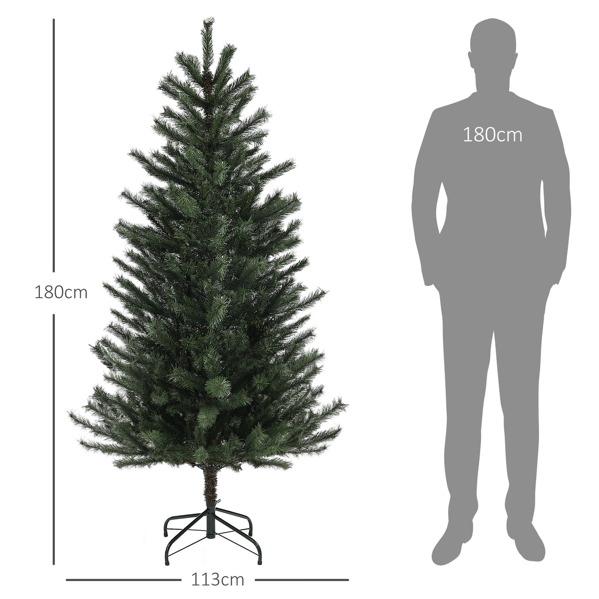 Sapin de Noël artificiel 180 cm Arbre de Noël avec support en acier pliable, 467 Branches, décoration de Noël, Vert-2