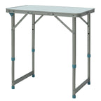 Table Pliante Table de Camping Table de Jardin Hauteur réglable Aluminium MDF Blanc-0