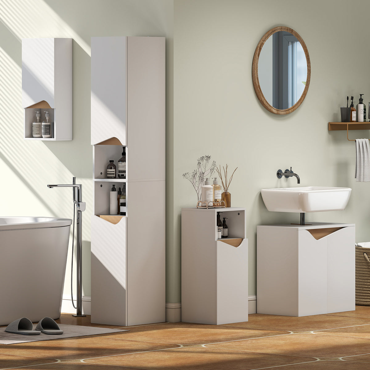 Armoire murale de salle de bain avec porte à fermeture douce, étagère réglable et compartiment ouvert, 30x17x67cm, blanc-7