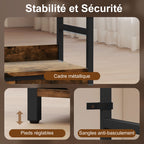 Bibliothèque étagère de rangement à 6 niveaux avec 4 étagères, 3 tiroirs en tissu, 60x30x176cm, brun rustique-5