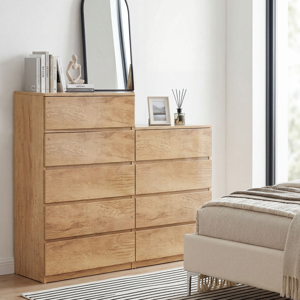 Commode 4 tiroirs meuble de rangement sans poignées design minimaliste 60 x 40 x 80 cm naturel-1