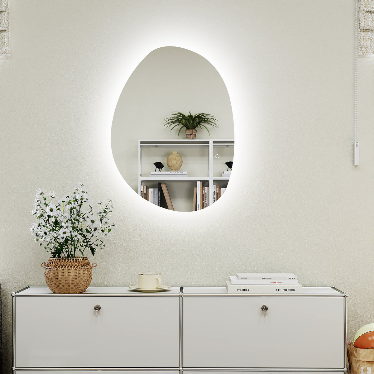 Miroir salle de bain avec éclairage LED 80 x 60 cm, miroir lumineux mural avec antibuée, mémoire, IP44, argenté-8