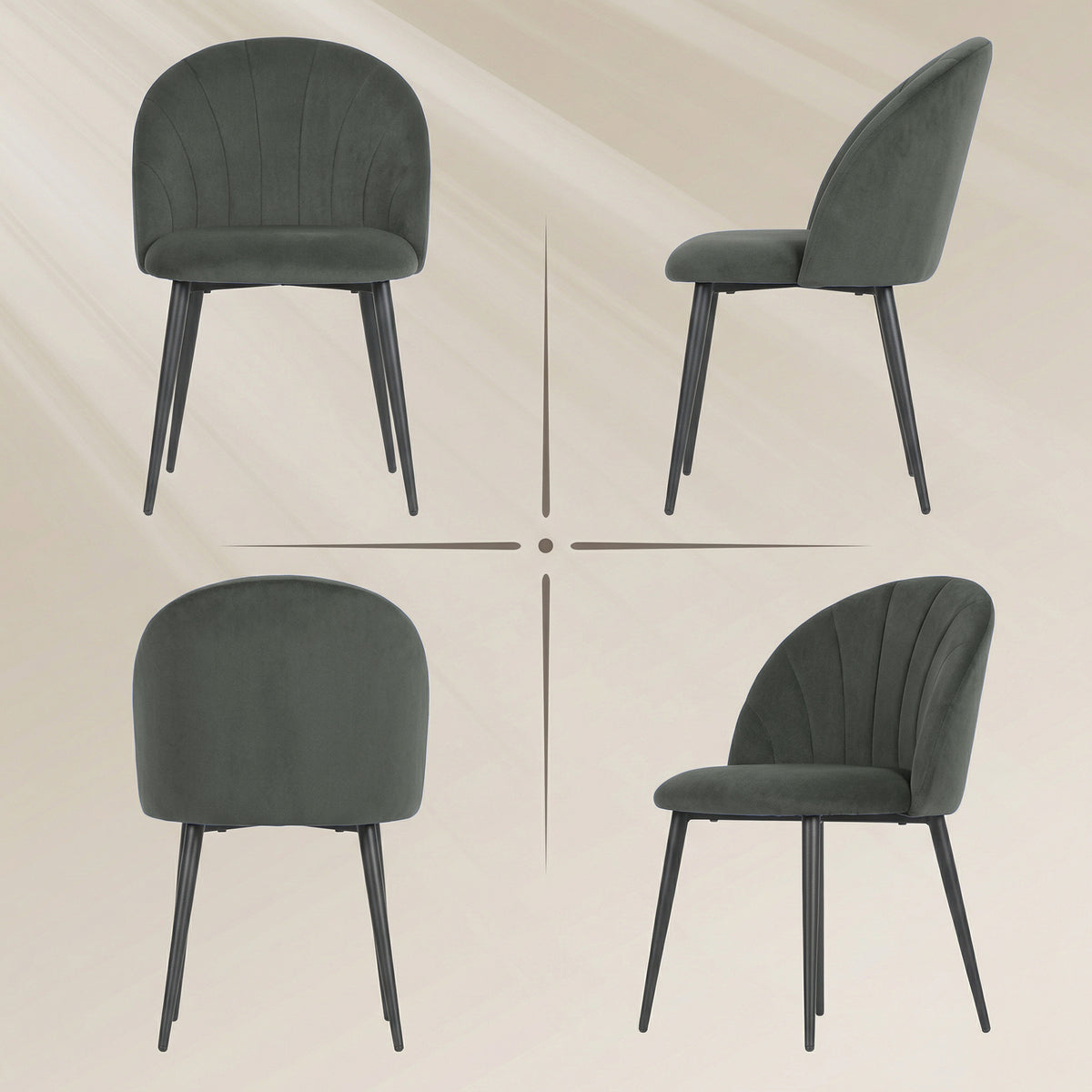 Lot de 2 chaises de salle à manger, chaises de cuisine rembourrées sans accoudoirs, pieds en acier, 52x55x79cm, gris-6