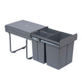 Poubelle coulissante 40L avec 3 bacs amovibles pour tri sélectif 2 x 10L et 1 x 20L - gris-0