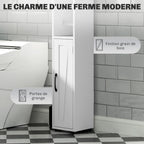 Armoire salle de bain haute, meuble de rangement colonne, 2 portes, tiroir, étagères réglables, 20x20x185cm, blanc-5