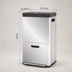 Poubelle rectangulaire à pédale poubelle cuisine 3 compartiments fermeture douce acier inox 45,7 x 35,8 x 76 cm argent-2