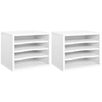 Lot de 2 organiseurs bureau bois blanc avec couches fournitures support d'imprimante dim. 35,5L x 25l x 28,6H cm-0