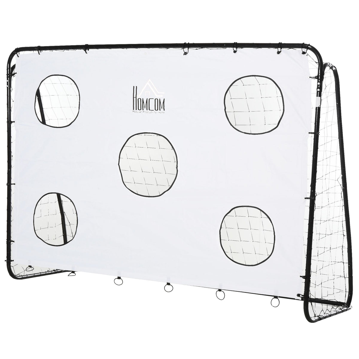 But de football 2 en 1 avec cible de tir, cage de foot exterieur avec 5 cible pour entraînement, 240 x 88 x 174 cm blanc-0