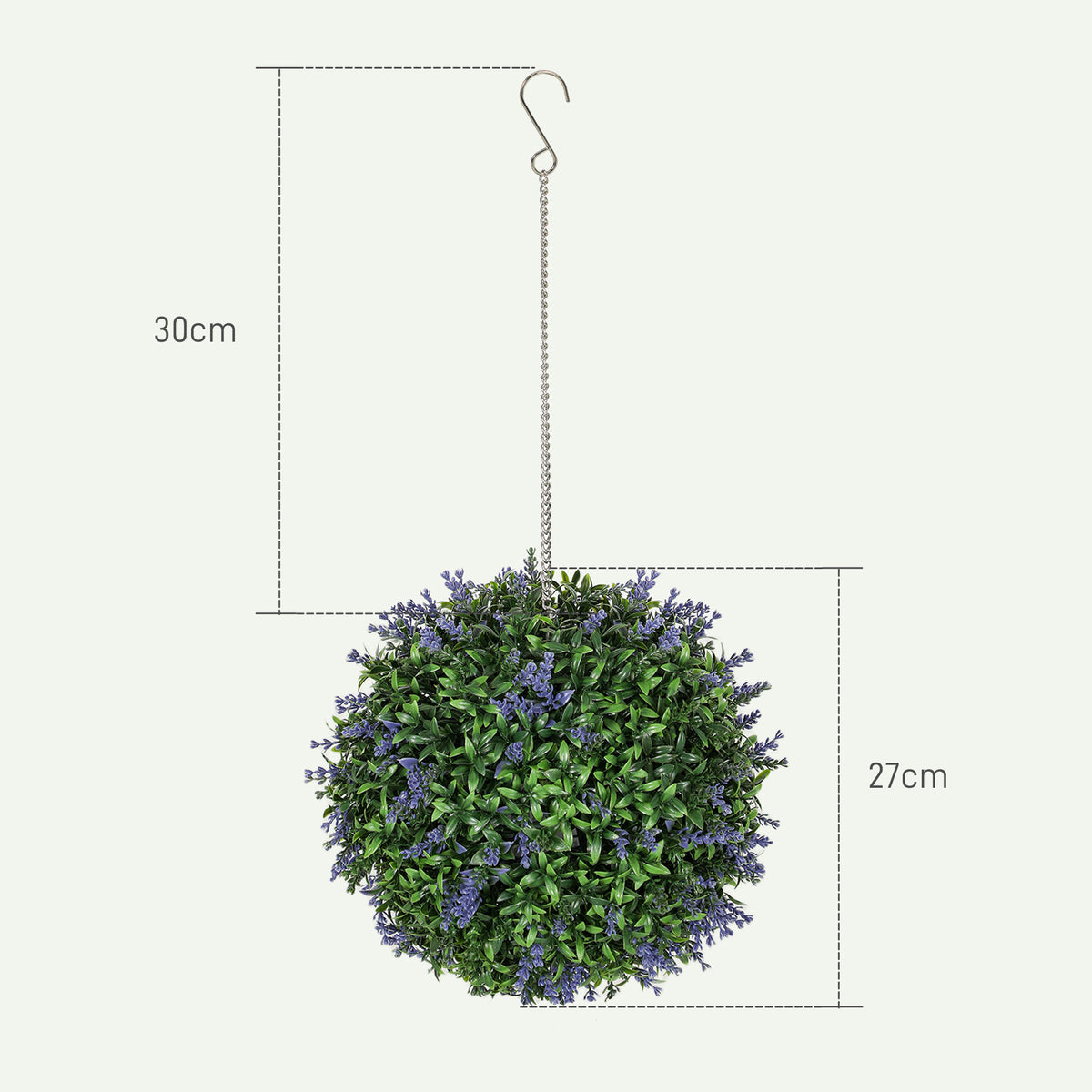 Lot de 2 boules topiaires artificielles, fausses plantes décoratives résistantes aux UV, Ø 27 cm, violet et vert-2