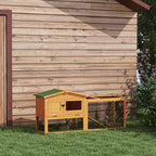 Clapier de sol cage à lapin niche supérieure avec rampe enclos extérieur porte verrouillable 150 x 52,5 x 68 cm jaune-1