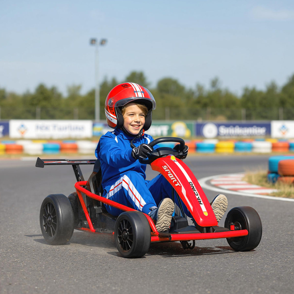 Voiture électrique GoKart kart électrique pour enfants 2 x 24 V moteurs mode dérive à 13 km/h 119 x 77 x 54 cm rouge-1
