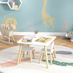 Ensemble table et 2 chaises enfant design scandinave motif oreille de lapin bois pin blanc-6