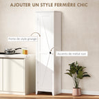 Armoire de Rangement buffet cuisine avec 2 étagères réglables- Hauteur 170 cm en Bois Blanc-5