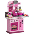 Cuisine enfant accessoires 33 PCS jouet d'imitation pour enfant dinette enfant 3-6 ans lumières et sons réalistes rose-0