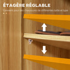 Meuble de rangement à chaussures pour entrée avec 4 compartiments ouverts et placard double porte - étagère réglable-4