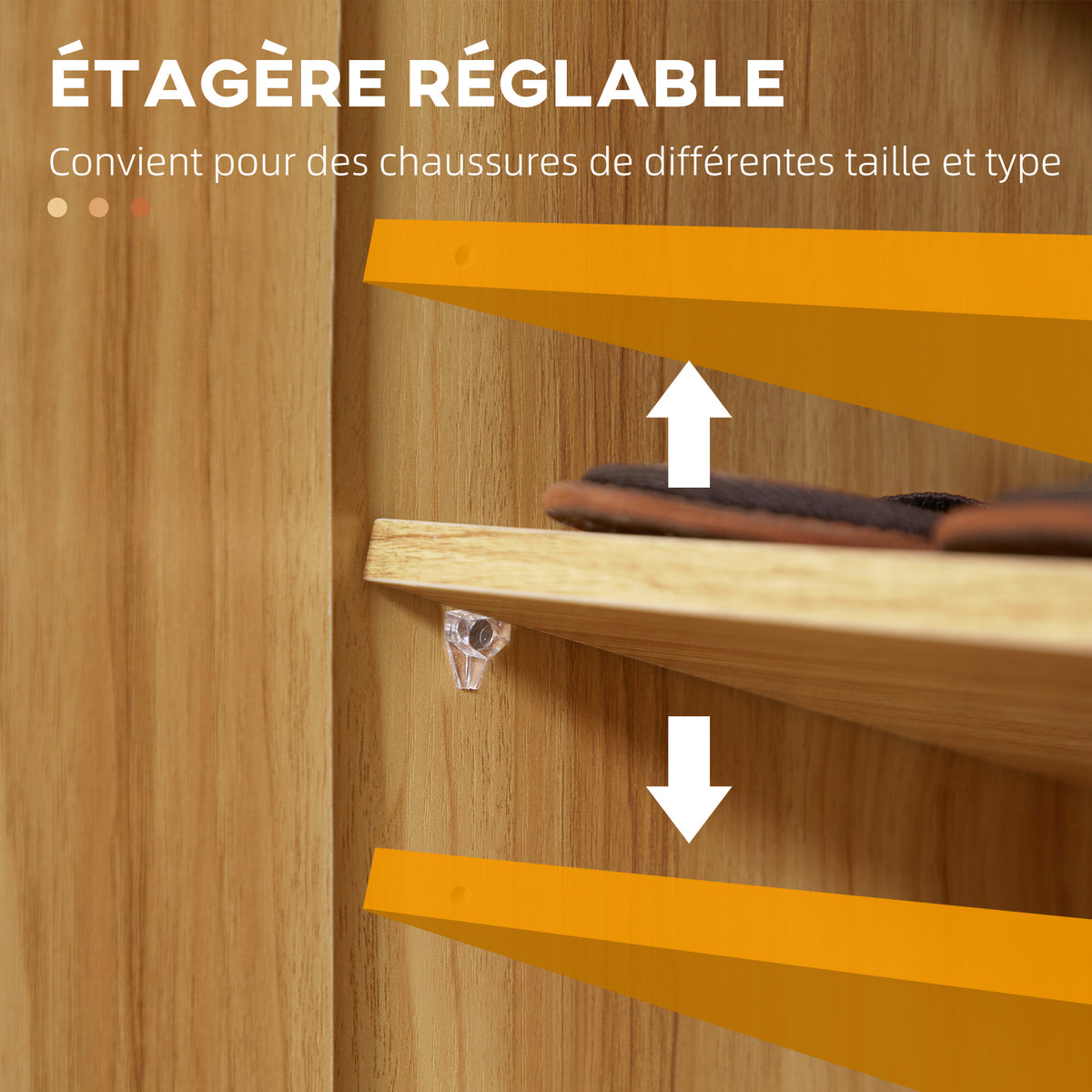 Meuble de rangement à chaussures pour entrée avec 4 compartiments ouverts et placard double porte - étagère réglable-4