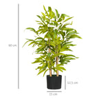 Bambou artificiel plantes artificielles hauteur 60 cm - tronc branches lichen feuilles grand réalisme pot inclus-2