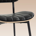 Lot de 2 Chaises de Salle à Manger, Chaises Cuisine sans Accoudoirs, Dossier Incurvé et Assise Rembourrée en PU, Noir-9