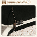 Banc de rangement, banc coffre de rangement en tissu bouclette avec couvercle relevable et pieds en acier, crème-4