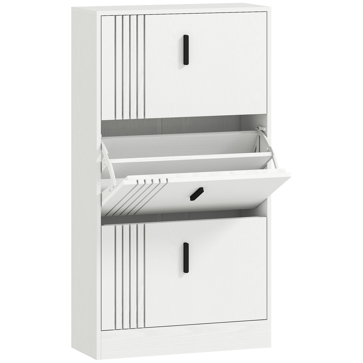 Meuble à chaussures armoire à chaussures à 3 abattants 18 paires grande capacité en bois 63 x 24 x 117 cm blanc-0