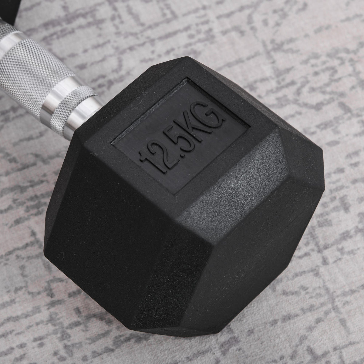 Haltère hexagonal 12,5 kg en fonte caoutchouté pour maison bureau gym à domicile, noir-7