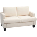 Canapé 2 places 120 cm avec coussins de dossier amovibles, tissu chenille pour salon, chambre, bureau, beige-0