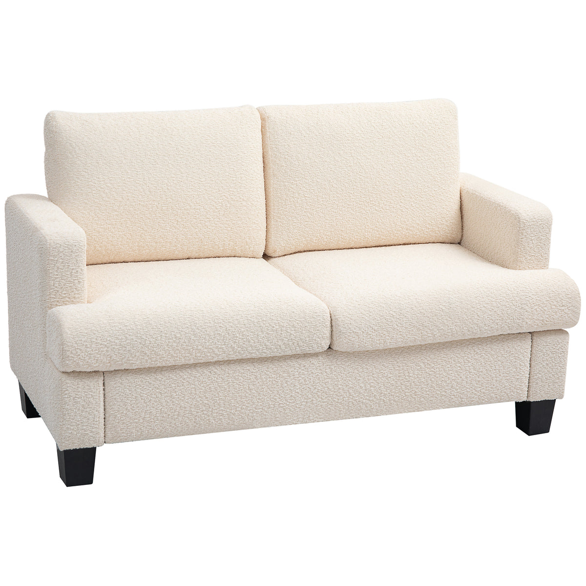 Canapé 2 places 120 cm avec coussins de dossier amovibles, tissu chenille pour salon, chambre, bureau, beige-0
