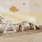 8 en 1 Triangle escalade enfants, arc d'escalade, rampe double-face pour grimper & glisser, 279 x 80 x 69 cm, gris-9