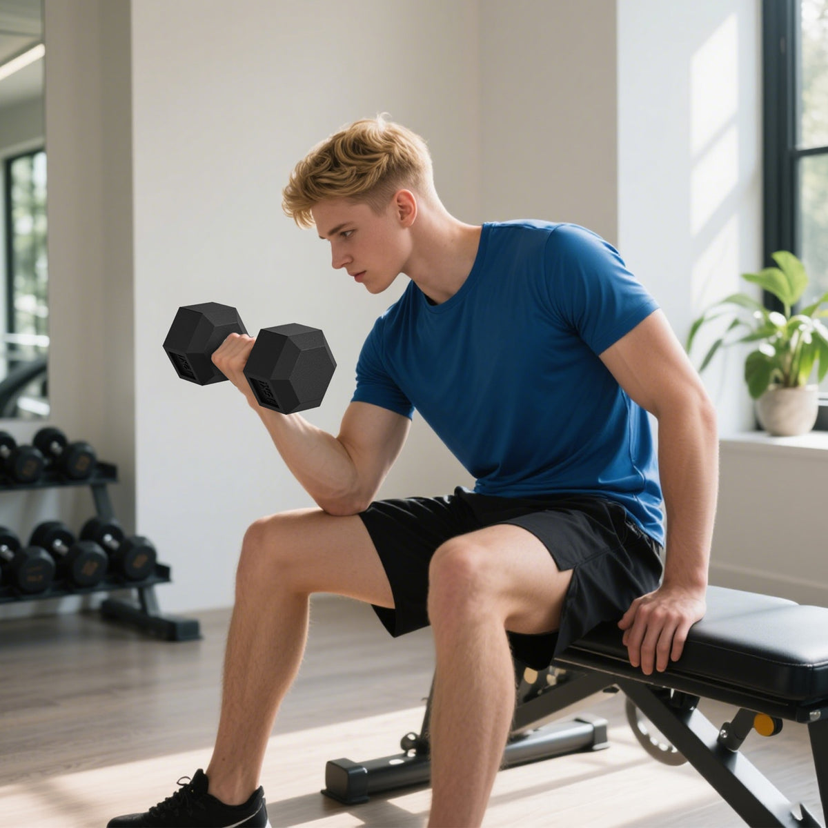 Lot de 2 Haltères Courtes Poids 30 kg, Haltère Hexagonale Entraînement Musculaire & Haltérophilie, Noir-1
