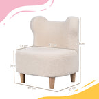 Fauteuil enfants canapé pour enfants avec dossier en forme ours, tissu en polaire teddy, 47 x 43 x 53 cm, beige-2