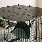 Clôture pour animaux domestiques lapin enclos intérieur 4 niveaux modulable panneaux grillagés 105 x 105 x 140 cm noir-7