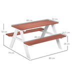 Table de pique-nique pour enfants avec bancs en bois massif table enfant pour le jardin 89 x 79 x 50 cm marron et blanc-2