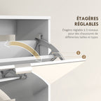 Meuble à chaussures 2 en 1 façades miroir 4 portes abattants, étagères réglables, jusqu'à 24 paires, 76l x 26P x 168H cm-5