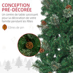 Sapin arbre de Noël artificiel 195 cm 556 branches avec 27 pommes de pin+ support pied pliable vert-5