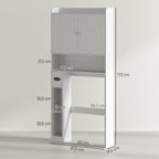 Meuble WC dessus de toilette avec placard à porte de grange, étagère réglable, compartiments et porte-papier, blanc-2
