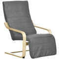 Fauteuil Luxe Confort et Relaxation avec Repose-Pied réglable déhoussable 94 x 66,5 x 100 cm cm Bois Massif Gris-0