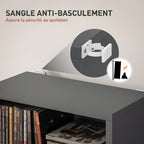 Rangements pour CD et DVD 9 compartiments et 6 étagères réglables capacité max. 260 CD/120 DVD 33 x 24 x 140 cm gris-5