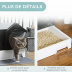 Maison de toilette bac à litière pour chat design maisonnette avec pelle, filtre et tapis dim. 47L x 45l x 42H cm-6